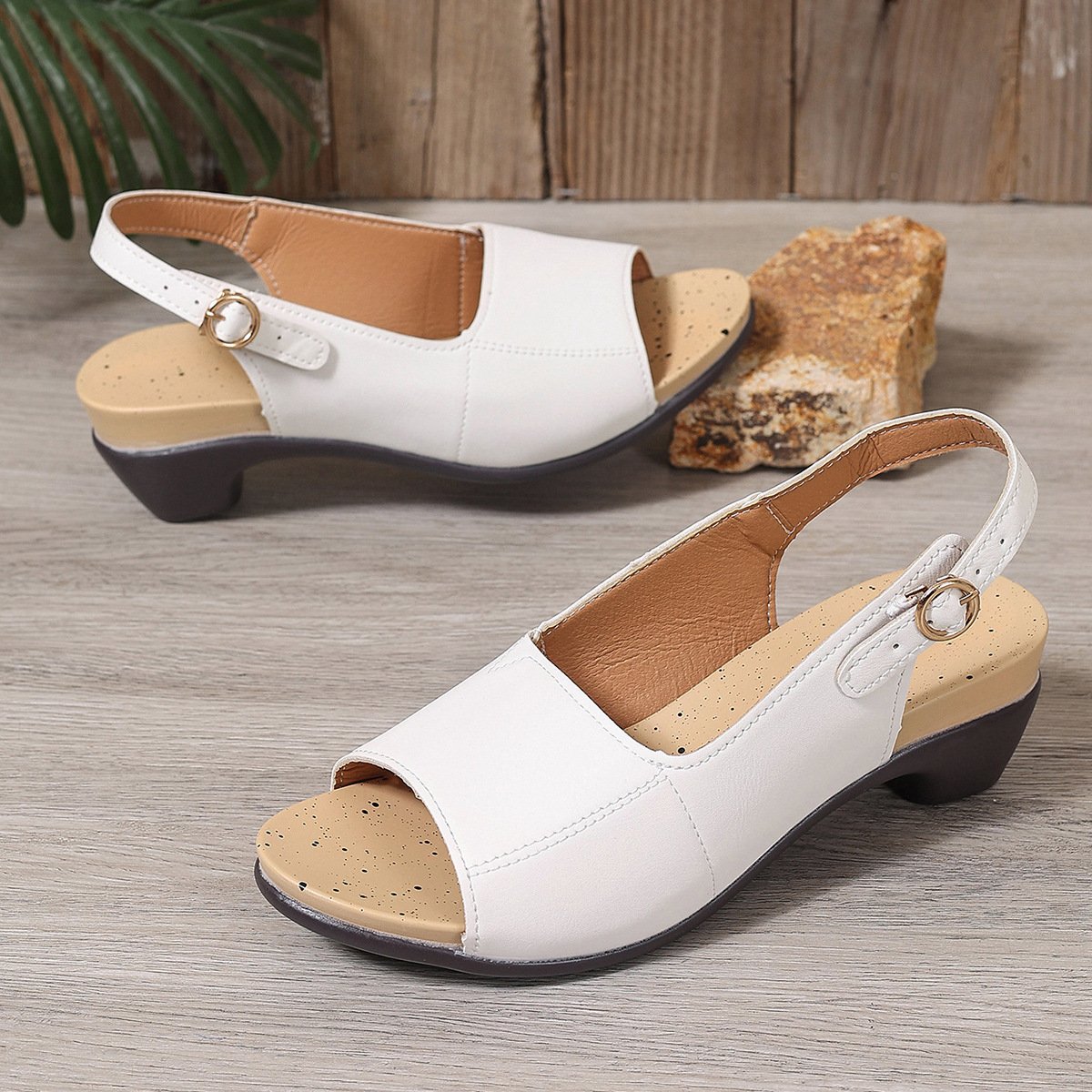 Retro Unifarben Nach der Schnürung Blockabsatz Zurück leere Schuhe