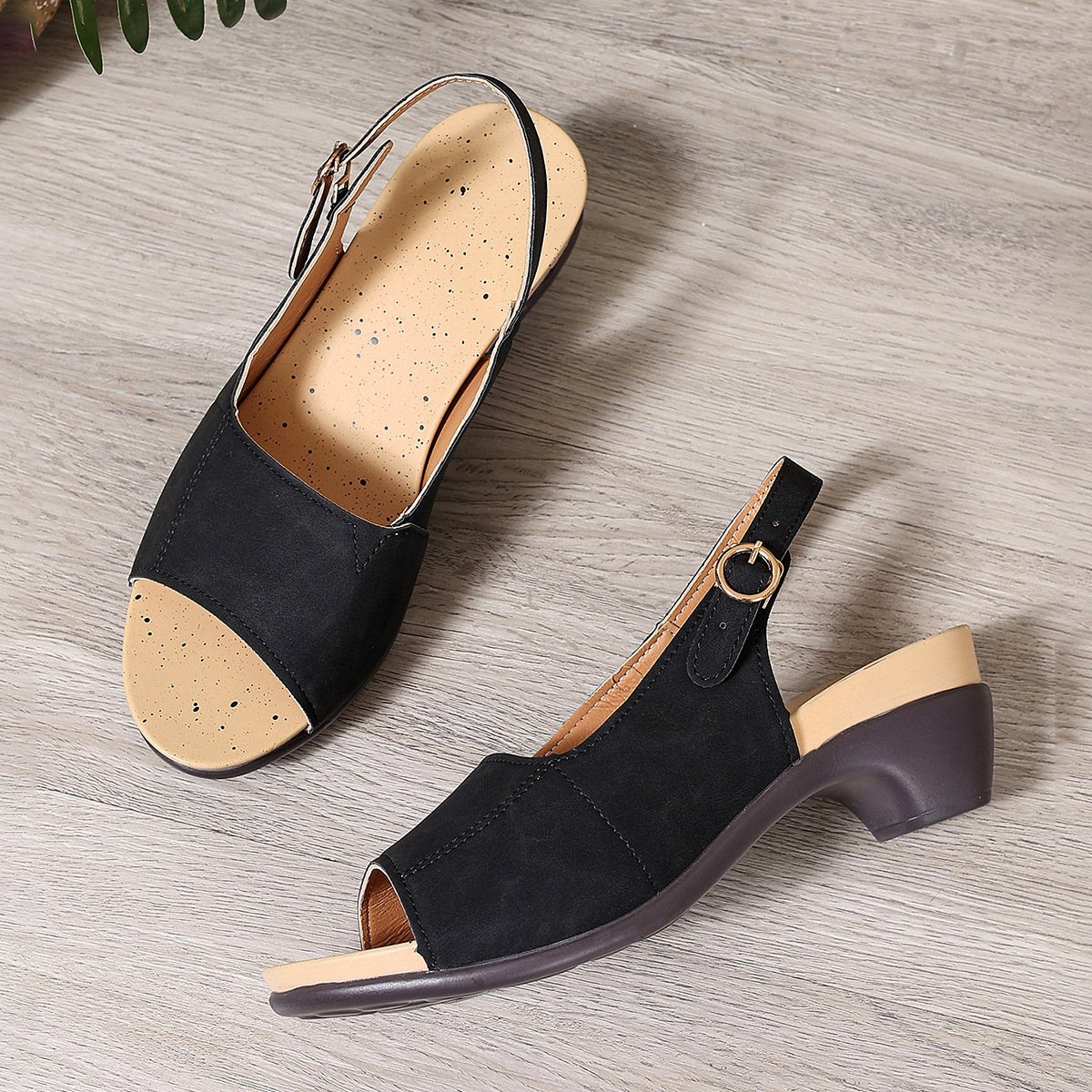 Retro Unifarben Nach der Schnürung Blockabsatz Zurück leere Schuhe