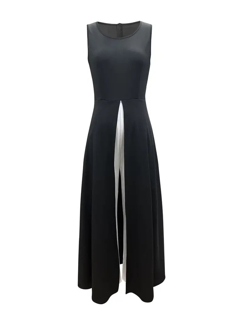 Damen Ärmellos Rundhals Regelmäßige Passform Knöchelhose Täglich Lässig Geometrisch Mittlere Taille Tanktop Jumpsuit