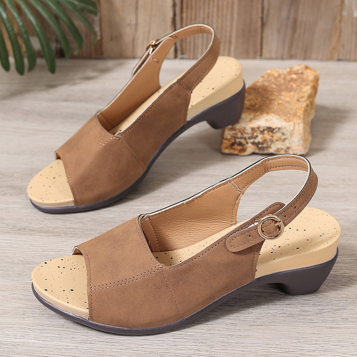 Retro Unifarben Nach der Schnürung Blockabsatz Zurück leere Schuhe