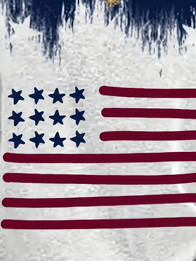 Lässig Amerika-Flagge V-Ausschnitt Kurzarm T-Shirt
