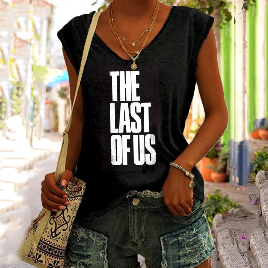 Lässig V-Ausschnitt Textbriefe Tanktop Oberteile
