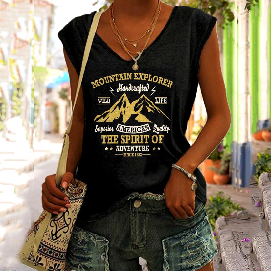 Lässig V-Ausschnitt Textbriefe Tanktop Oberteile