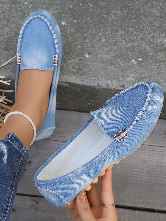 Lässig Unifarben Slip On Flach Flache Schuhe
