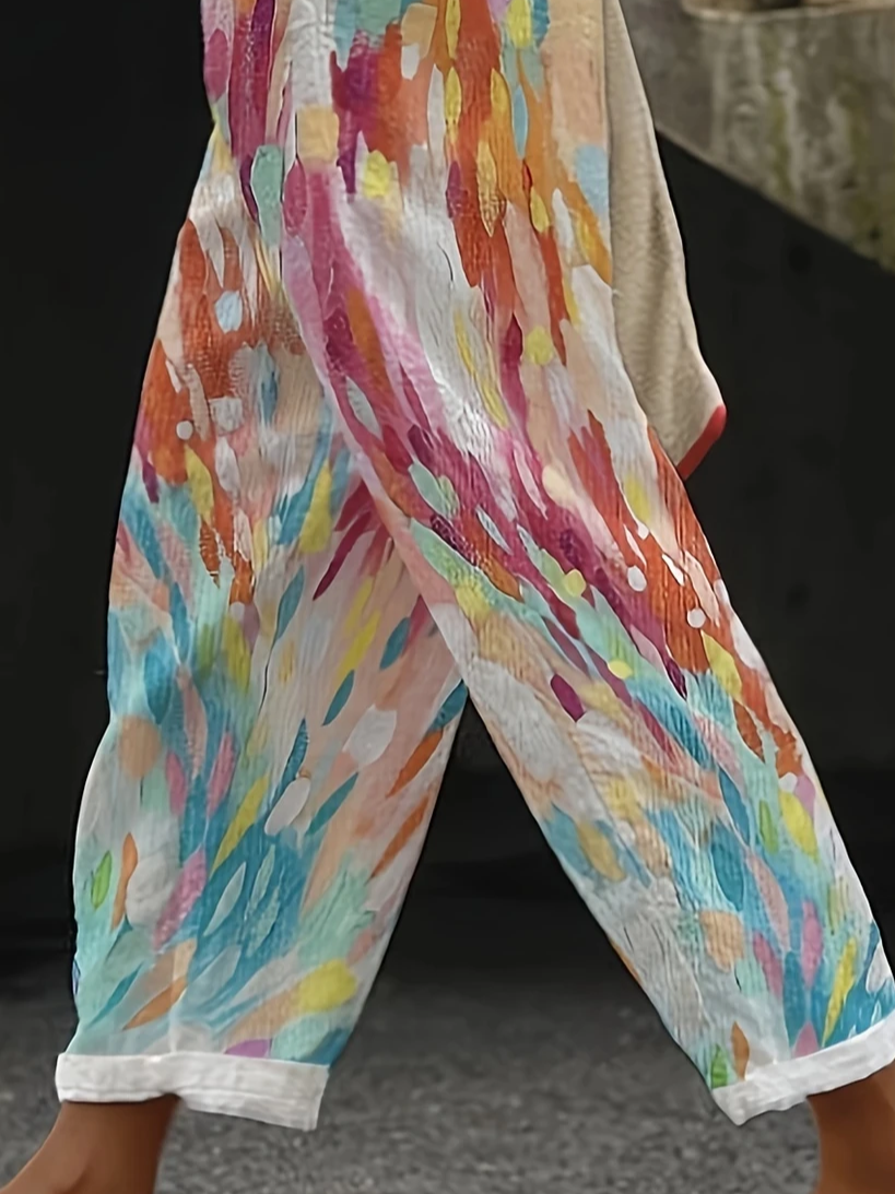 Lässig Abstrakt Lang Print Hose