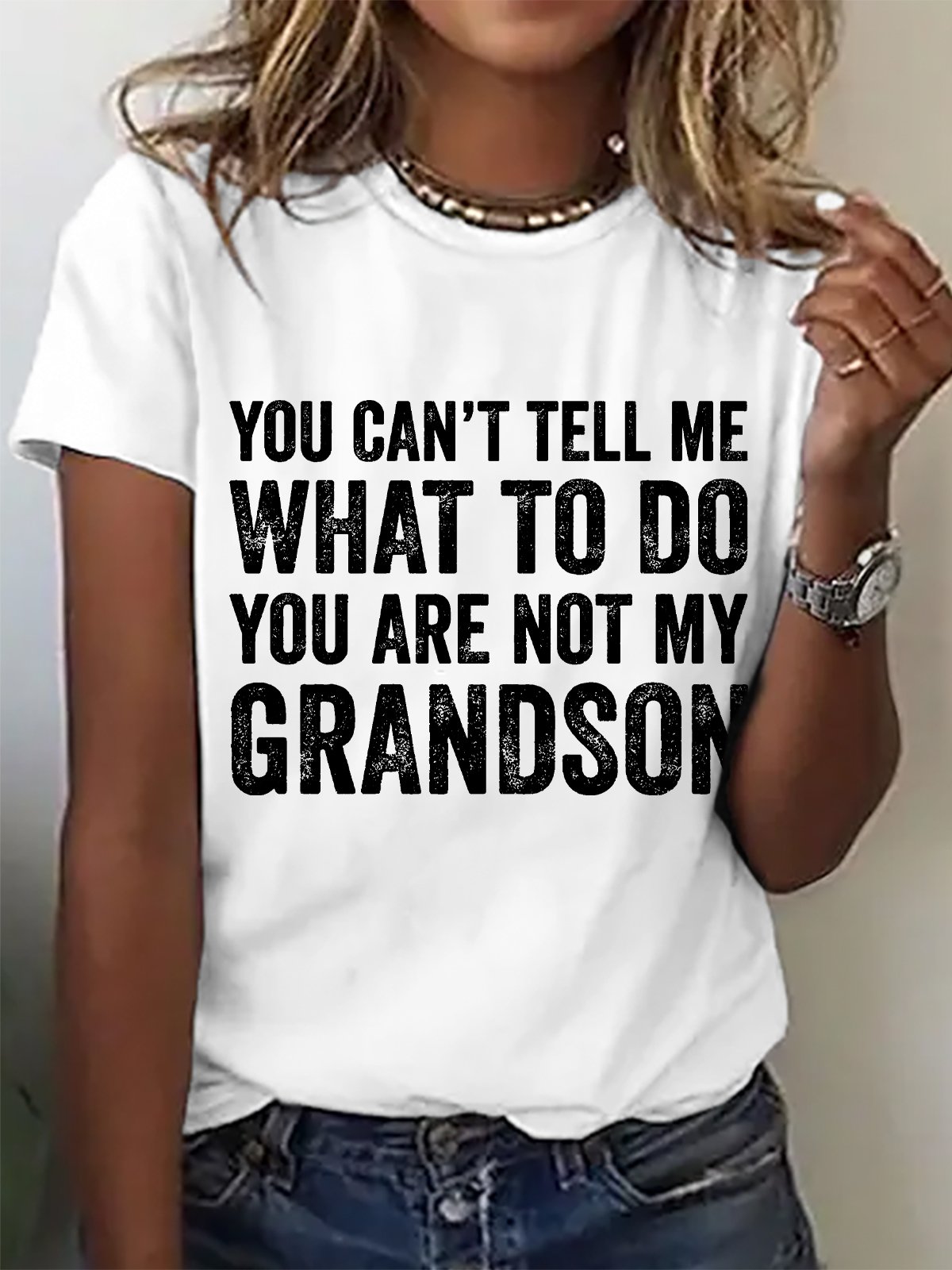 Lässig Textbriefe Rundhals Kurzarm T-Shirt