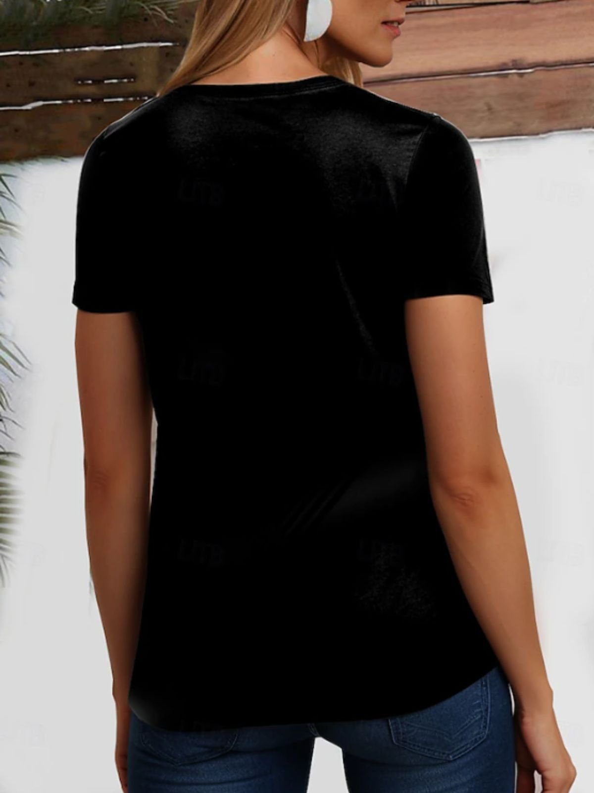 Lässig Geblümt V-Ausschnitt Kurzarm T-Shirt