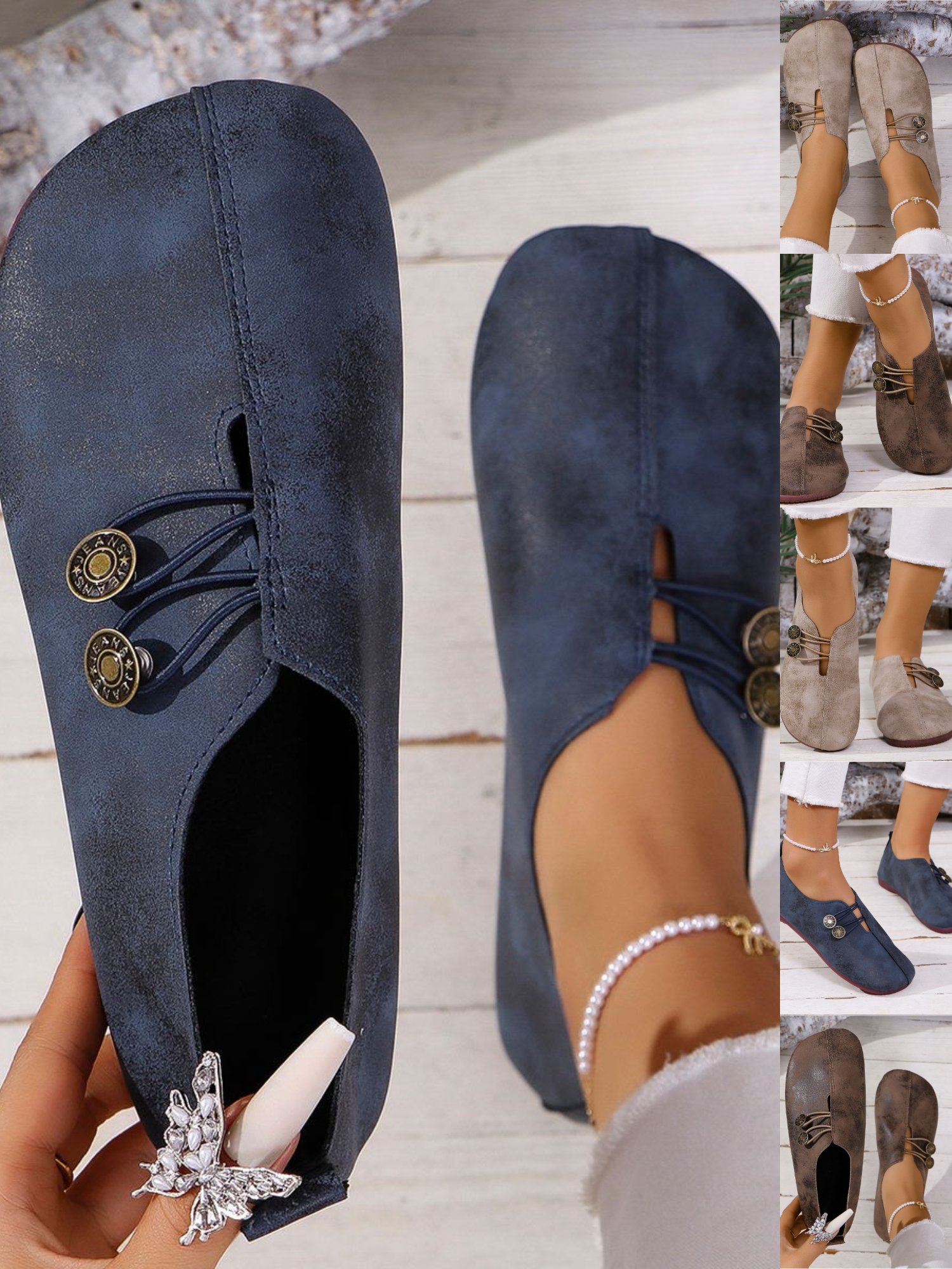 Lässig Unifarben Tragbar Slip On Flach Flache Schuhe Schnalle