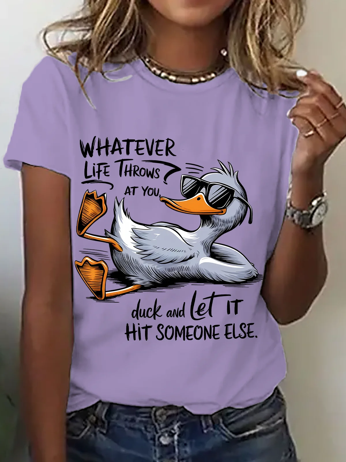 Lässig Textbriefe Rundhals Kurzarm T-Shirt