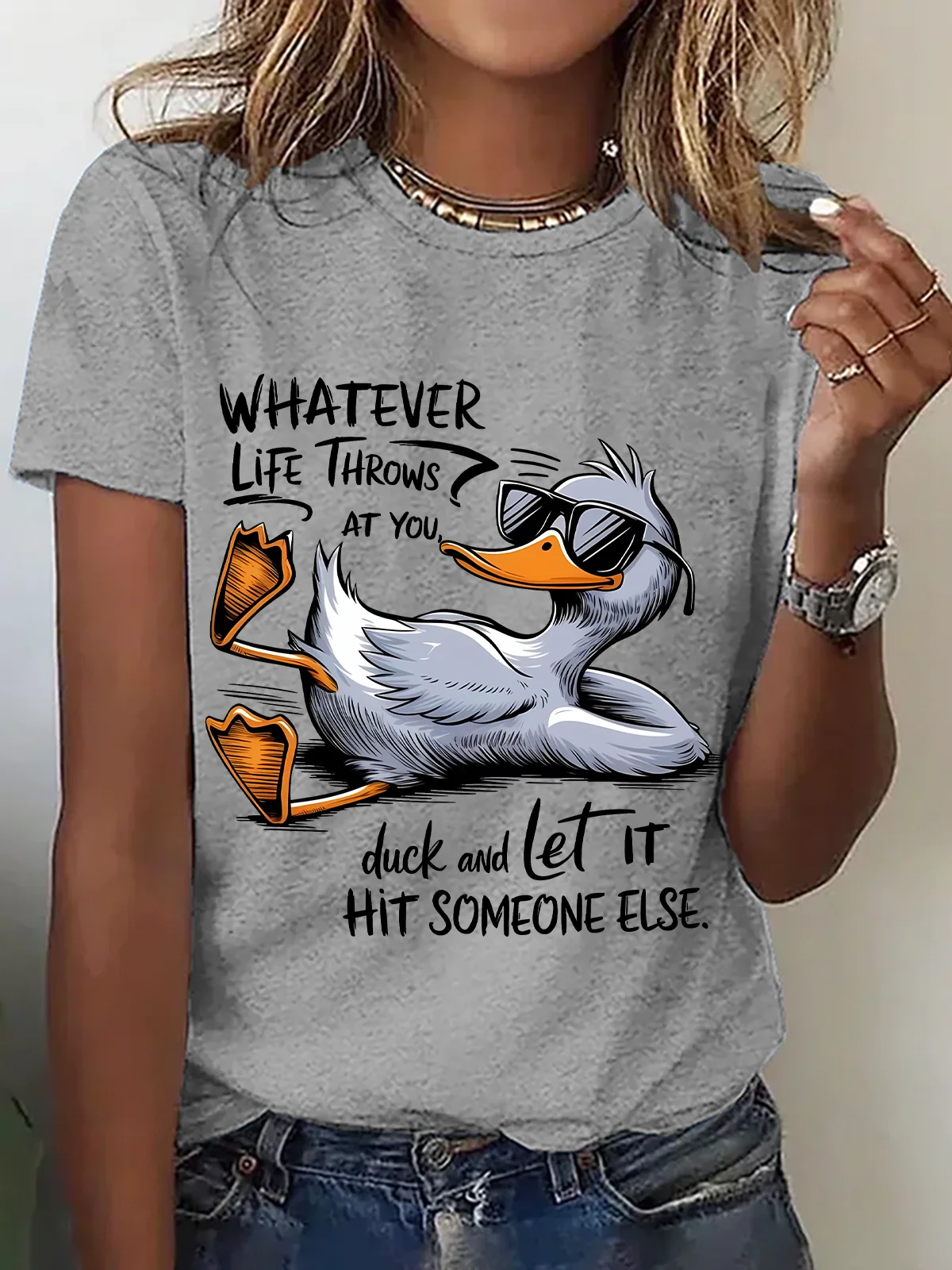 Lässig Textbriefe Rundhals Kurzarm T-Shirt