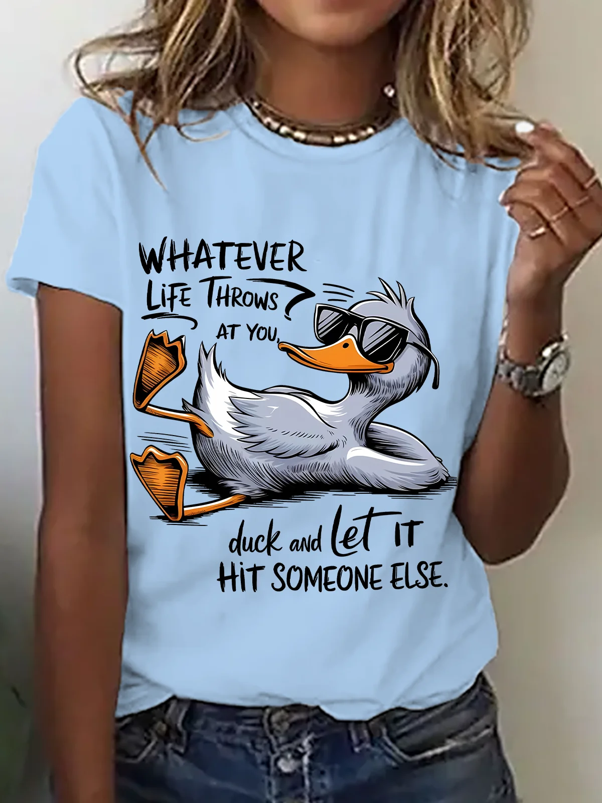 Lässig Textbriefe Rundhals Kurzarm T-Shirt