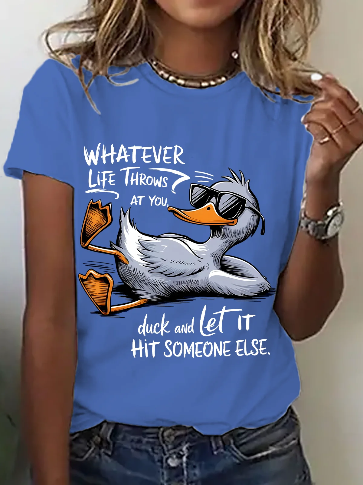 Lässig Textbriefe Rundhals Kurzarm T-Shirt