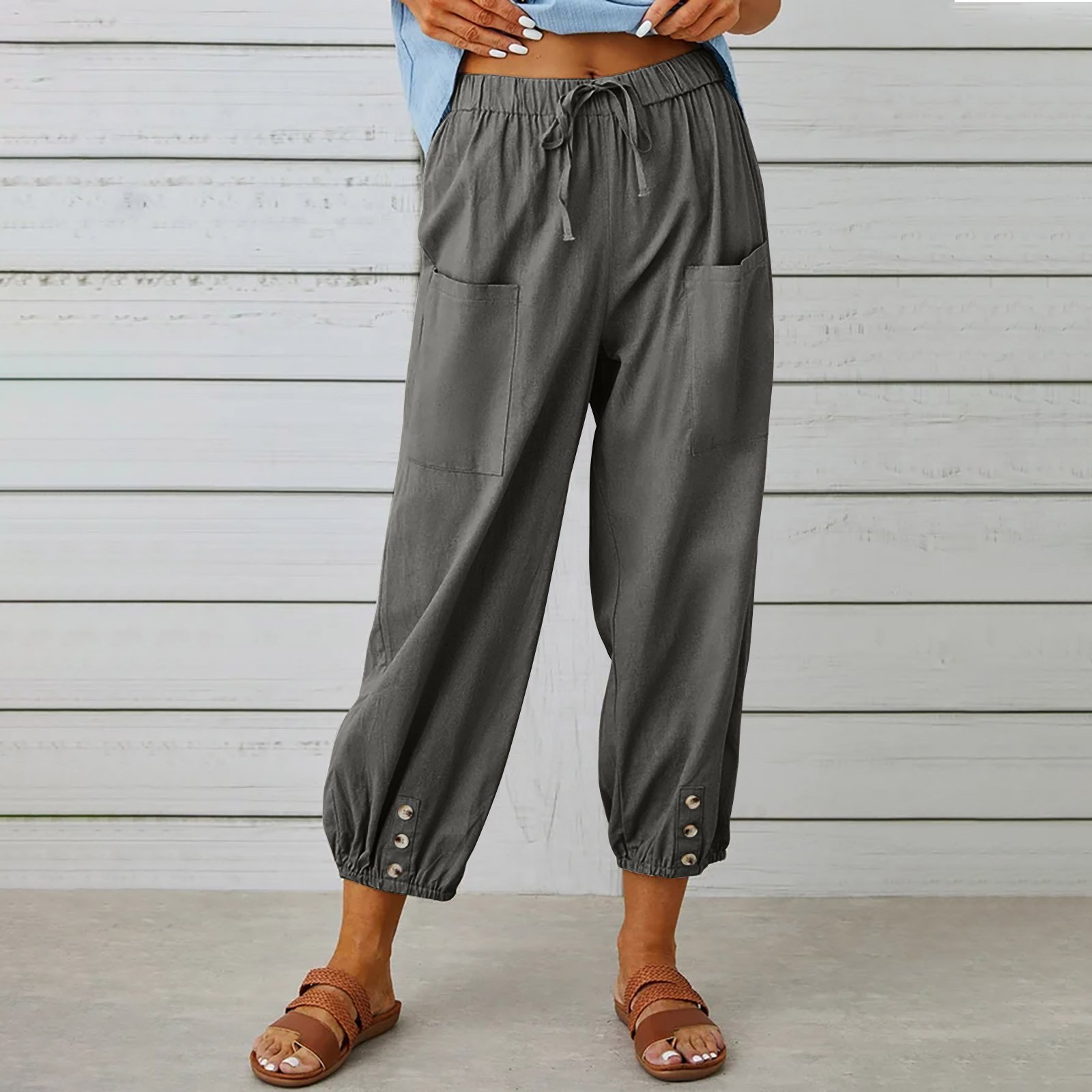Damen Unifarben Knöchelhose Elastische Taille Hose Lässig Frühling/Herbst Hose