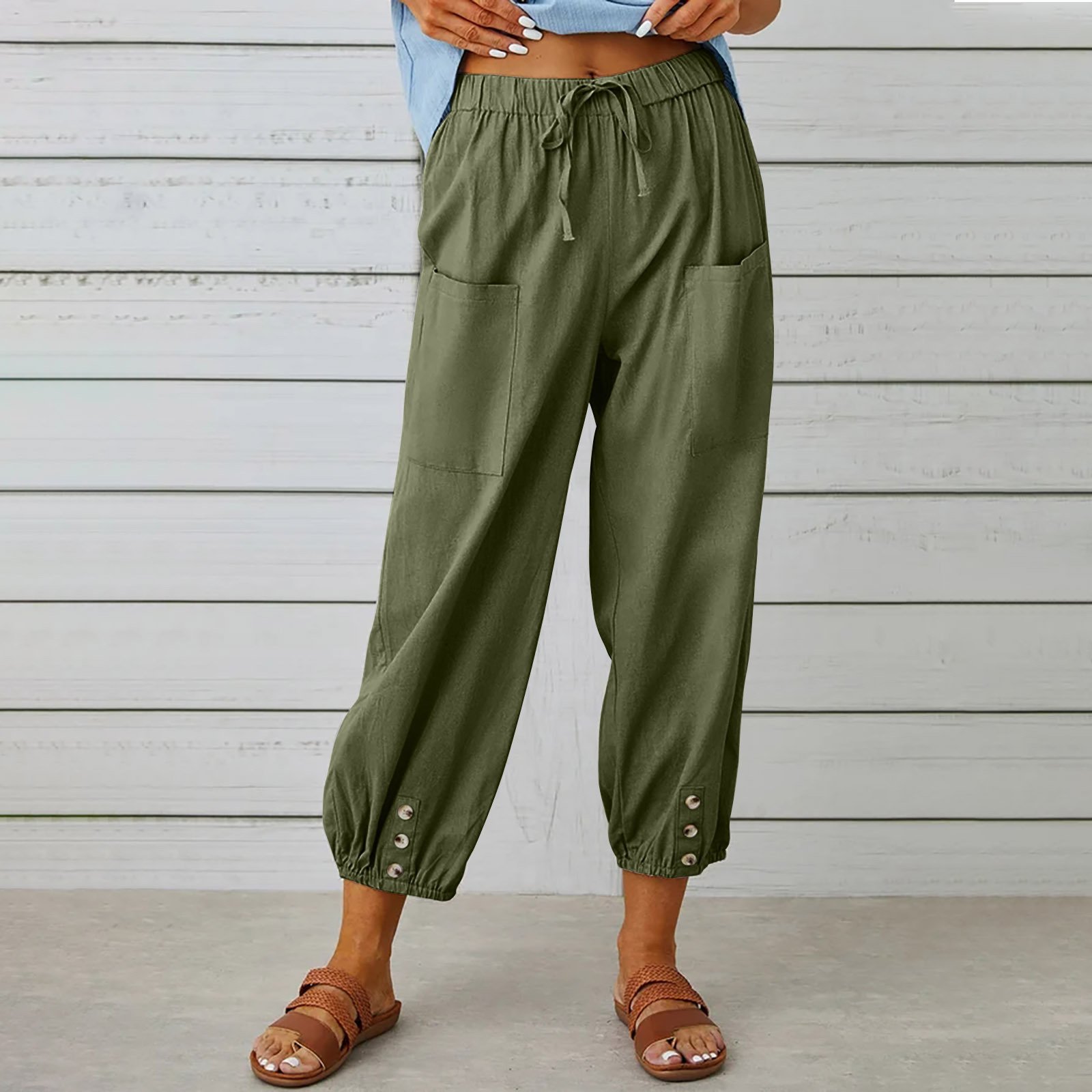 Damen Unifarben Knöchelhose Elastische Taille Hose Lässig Frühling/Herbst Hose