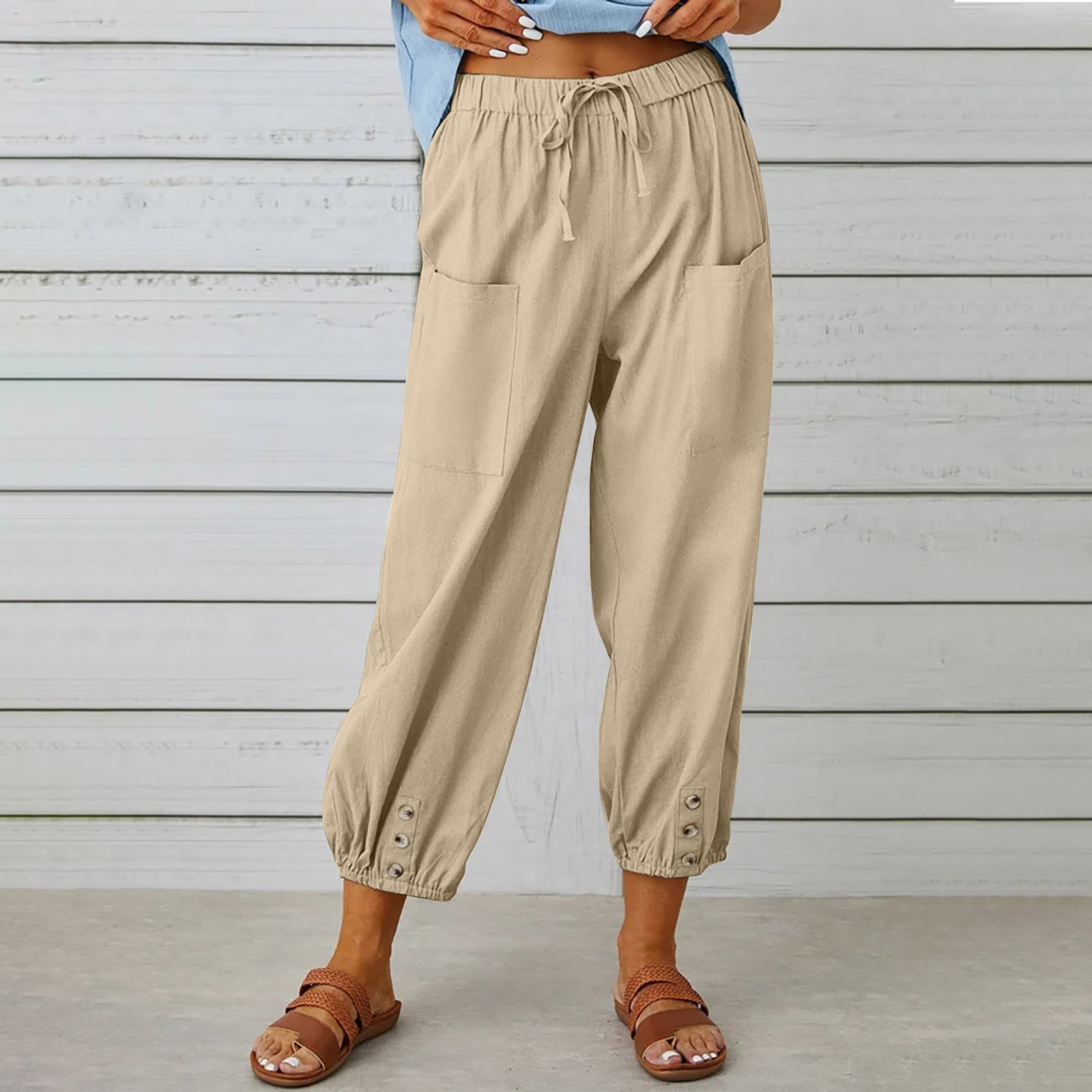 Damen Unifarben Knöchelhose Elastische Taille Hose Lässig Frühling/Herbst Hose