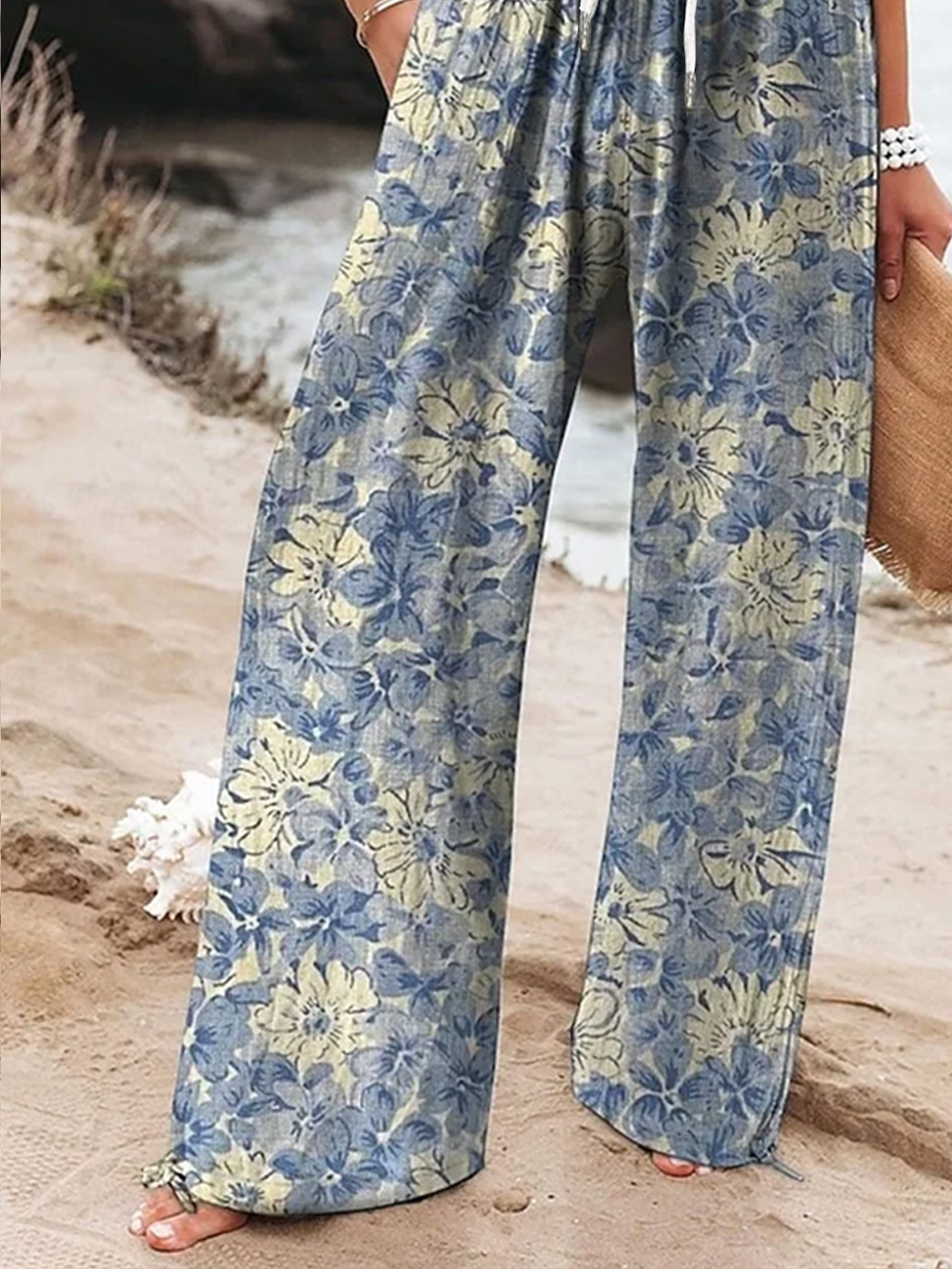 Lässig Geblümt Lang Print Hose