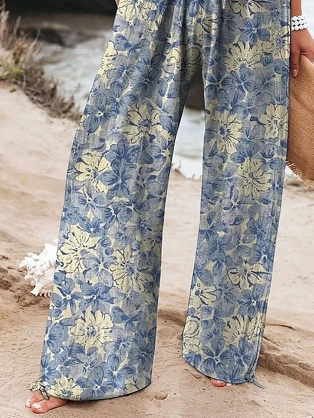 Lässig Geblümt Lang Print Hose