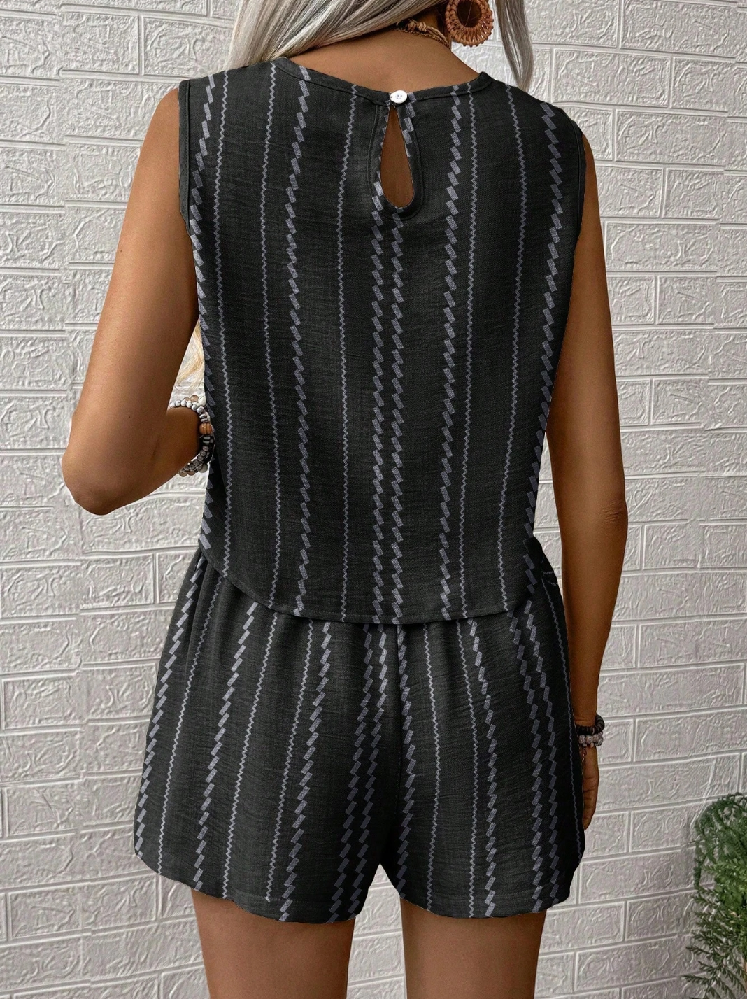 Damen Gestreift Zweiteiliges Set Täglich Ärmellos Retro Sommer Mehrteiliges Set Matching Set