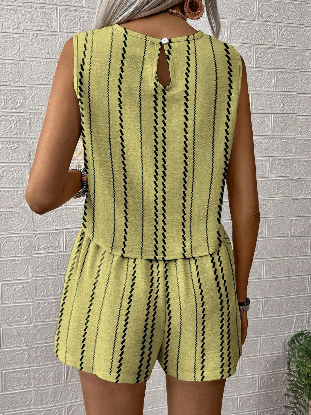Damen Gestreift Zweiteiliges Set Täglich Ärmellos Retro Sommer Mehrteiliges Set Matching Set