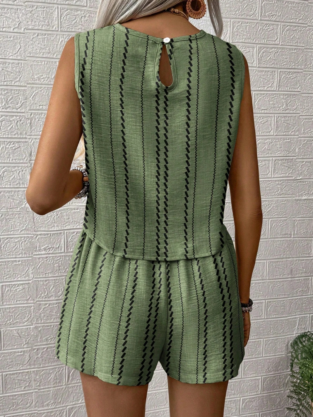 Damen Gestreift Zweiteiliges Set Täglich Ärmellos Retro Sommer Mehrteiliges Set Matching Set