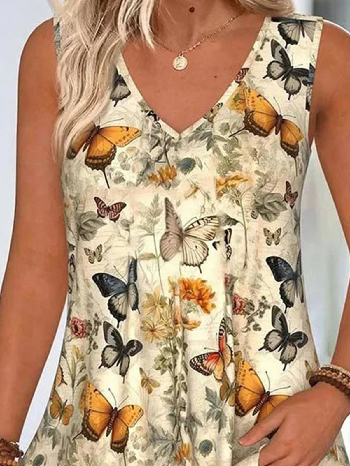 Lässig V-Ausschnitt Geblümt Tanktop Oberteile