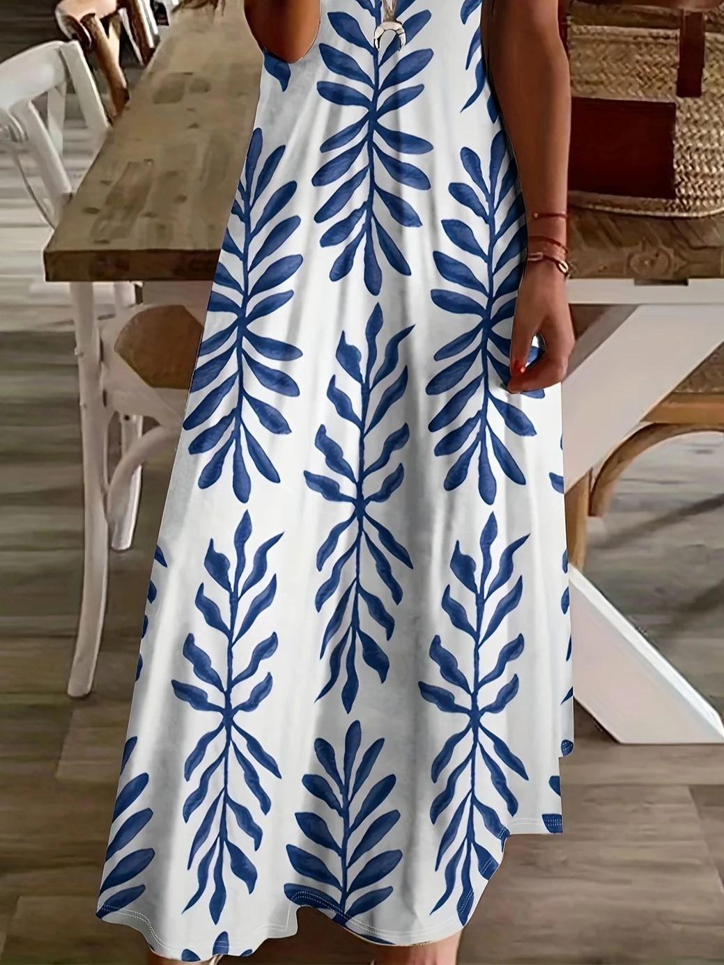 Damen Geblümt Sommer Print Kleid V-Ausschnitt Kurzarm X-Linie Kleid
