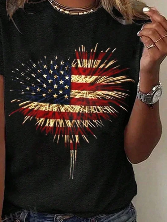 Lässig Tag der Unabhängigkeit (Flagge) Rundhals Kurzarm T-Shirt