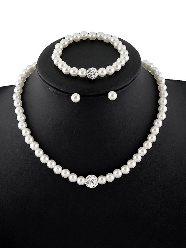 Kreativ Schmuck Nachgemachte Perle Halskette Armband Ohrringe Set drei Stücke