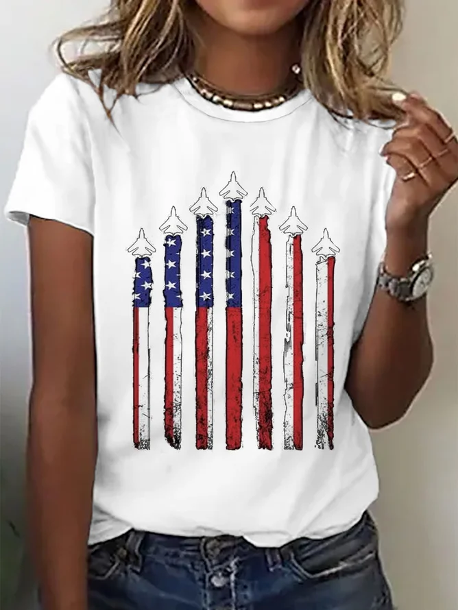 Lässig Tag der Unabhängigkeit (Flagge) Rundhals Kurzarm T-Shirt