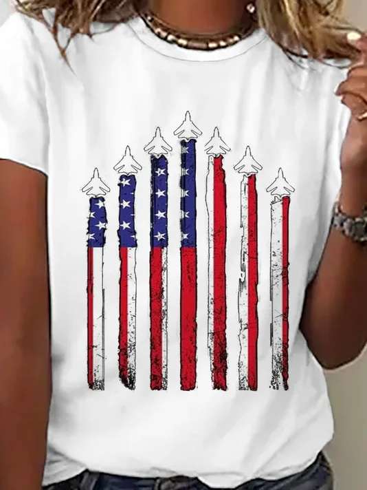 Lässig Tag der Unabhängigkeit (Flagge) Rundhals Kurzarm T-Shirt