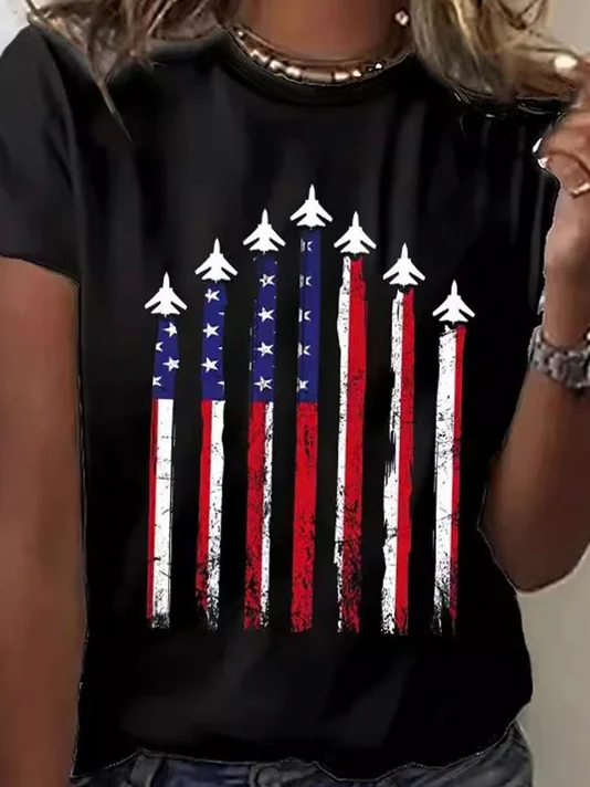 Lässig Tag der Unabhängigkeit (Flagge) Rundhals Kurzarm T-Shirt