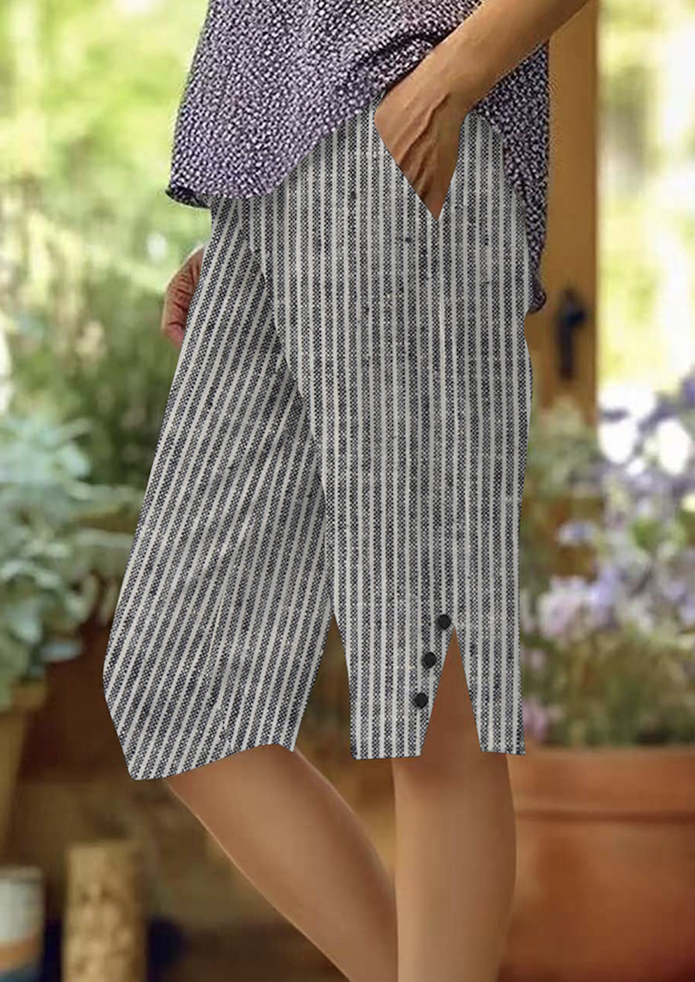 Damen Gestreift Fünfte Hose Hose Lässig Sommer Hose