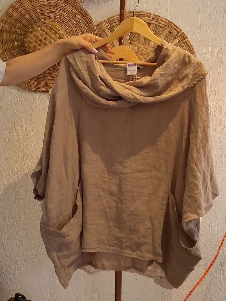 Schalkragen Halbarm Unifarben Regelmäßig Mikroelastizität Weit Bluse für Damen