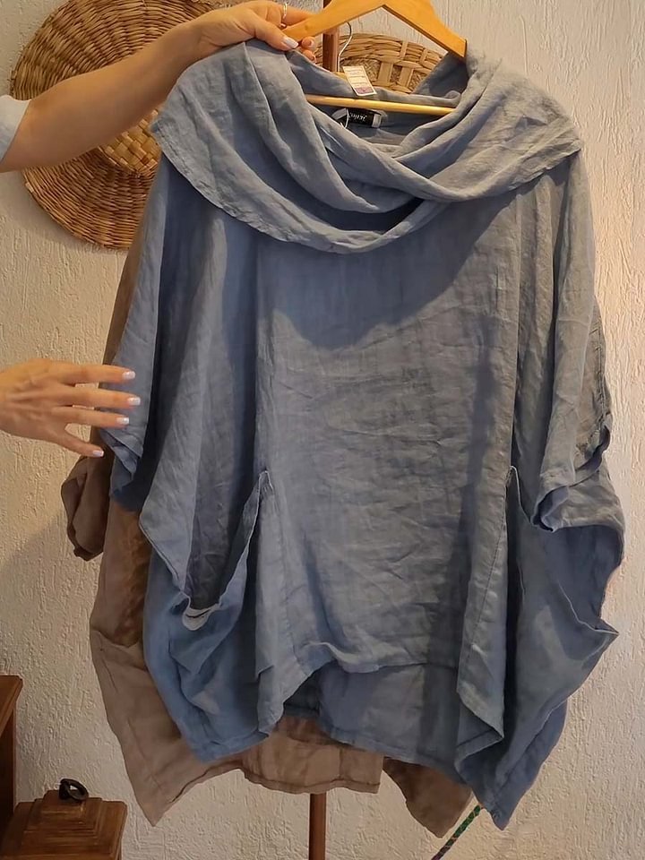 Schalkragen Halbarm Unifarben Regelmäßig Mikroelastizität Weit Bluse für Damen