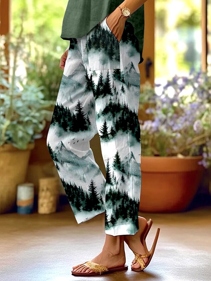Damen Geblümt Lang Hose Lässig Frühling/Herbst Hose