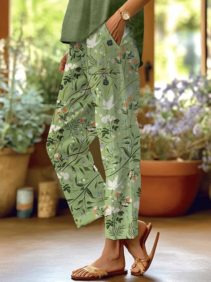 Damen Geblümt Lang Hose Lässig Frühling/Herbst Hose