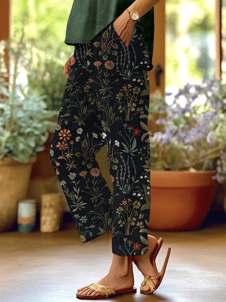 Damen Geblümt Lang Hose Lässig Frühling/Herbst Hose