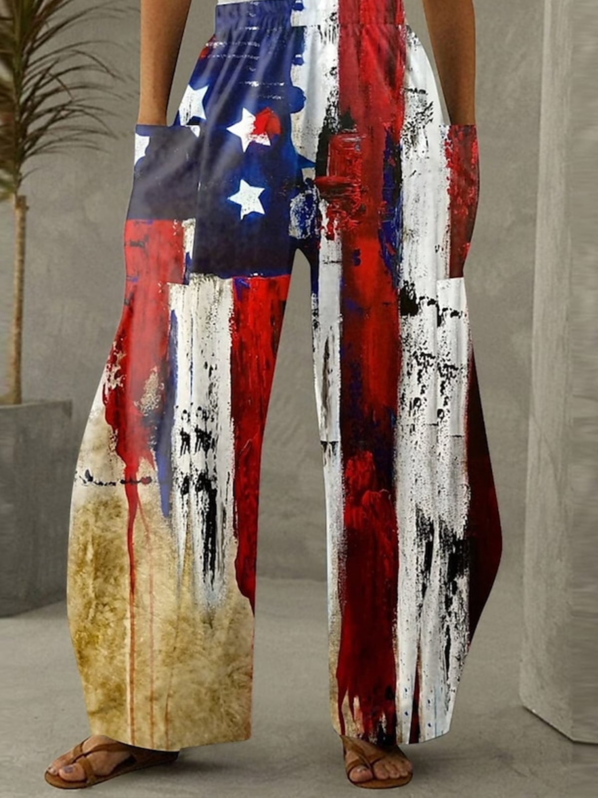 Damen Amerika-Flagge Lang Hose Lässig Frühling/Herbst Hose