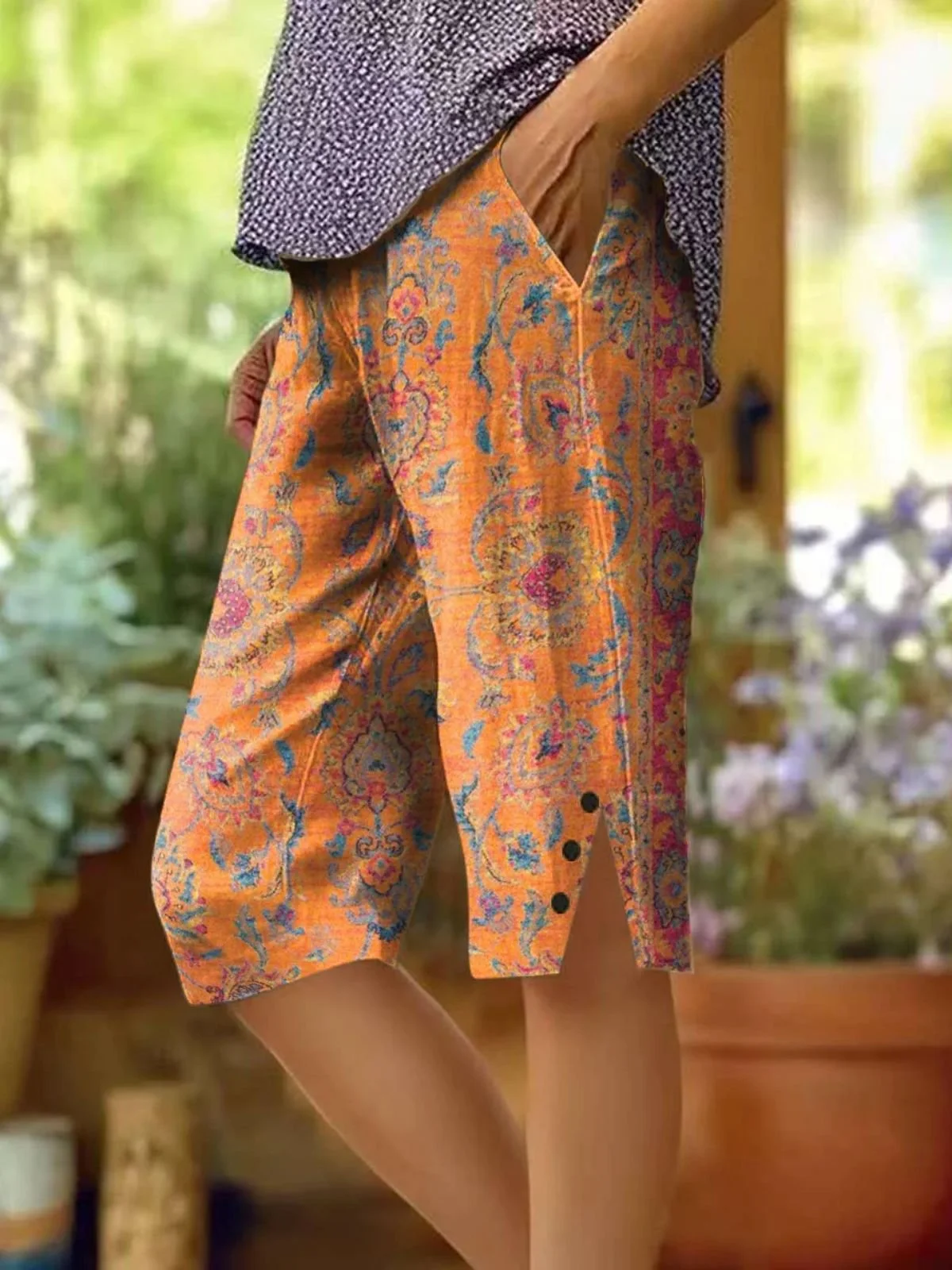 Damen Geblümt Fünfte Hose Hose Lässig Sommer Hose