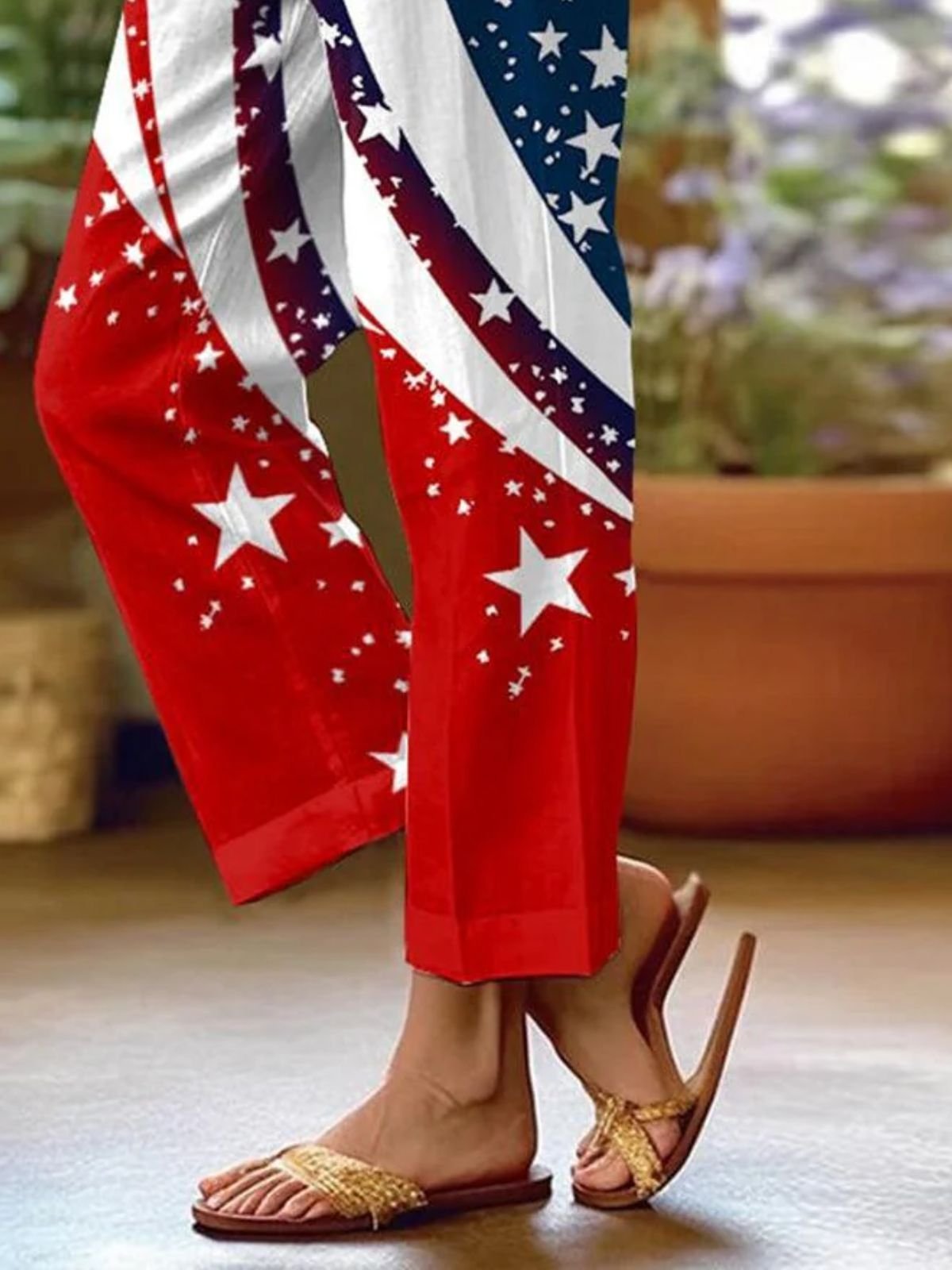 Damen Amerika-Flagge Lang Hose Lässig Frühling/Herbst Hose