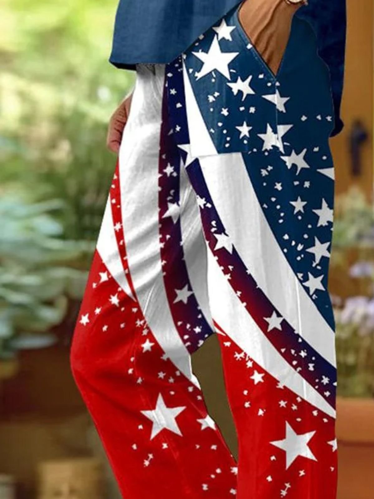 Damen Amerika-Flagge Lang Hose Lässig Frühling/Herbst Hose