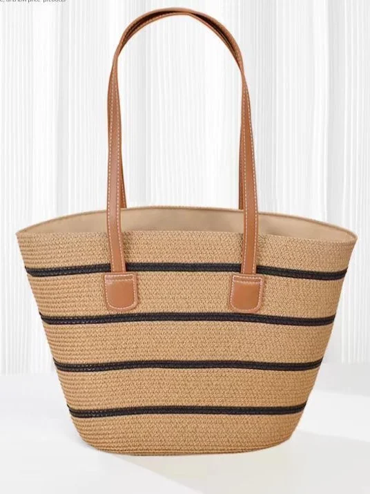 Neu Stroh Tasche Damen Sommer Handtasche Strand Handtasche GROSSE KAPAZITÄT Gewebe Umhängetasche hochwertig Eimer Tasche