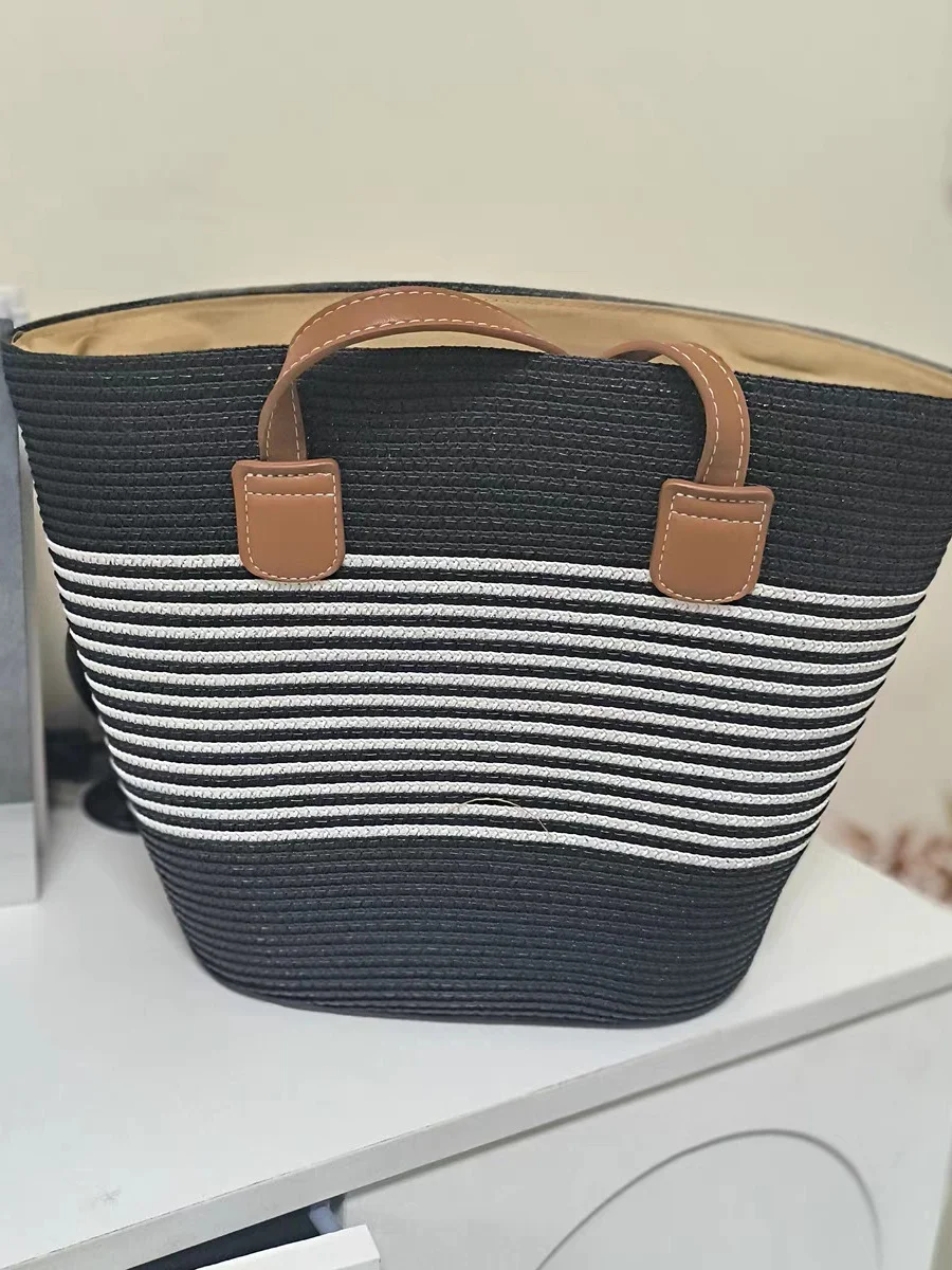 Neu Stroh Tasche Damen Sommer Handtasche Strand Handtasche GROSSE KAPAZITÄT Gewebe Umhängetasche hochwertig Eimer Tasche