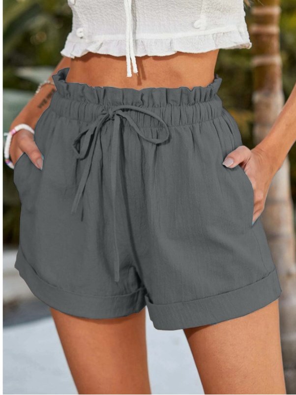 Lässig Unifarben Normal Tunnelzug Gerade Hosen Shorts