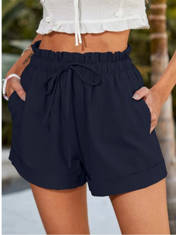 Lässig Unifarben Normal Tunnelzug Gerade Hosen Shorts