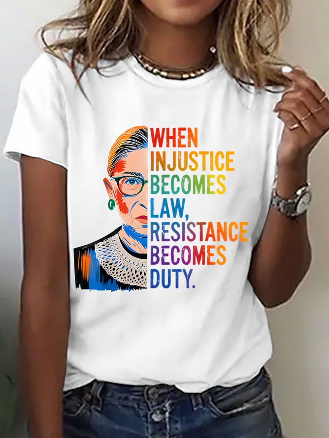 Lässig Textbriefe Rundhals Kurzarm T-Shirt