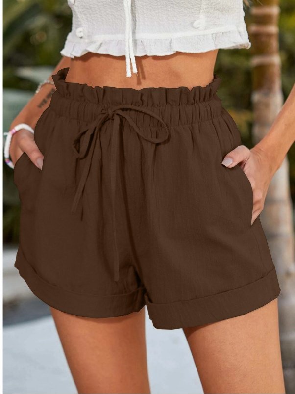 Lässig Unifarben Normal Tunnelzug Gerade Hosen Shorts