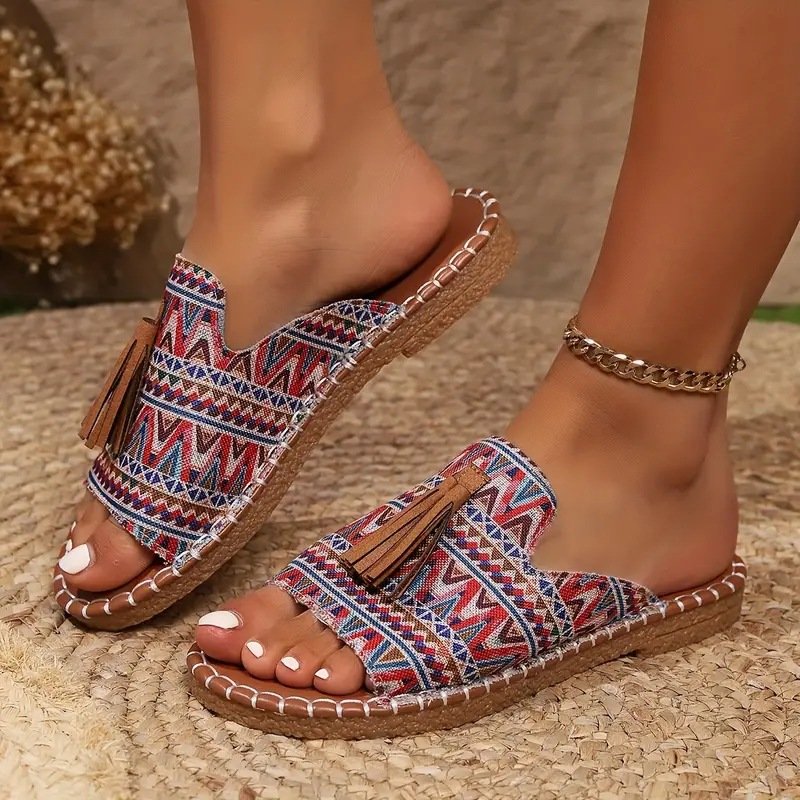 Retro Geometrisch Slip On Flach Rutschfest