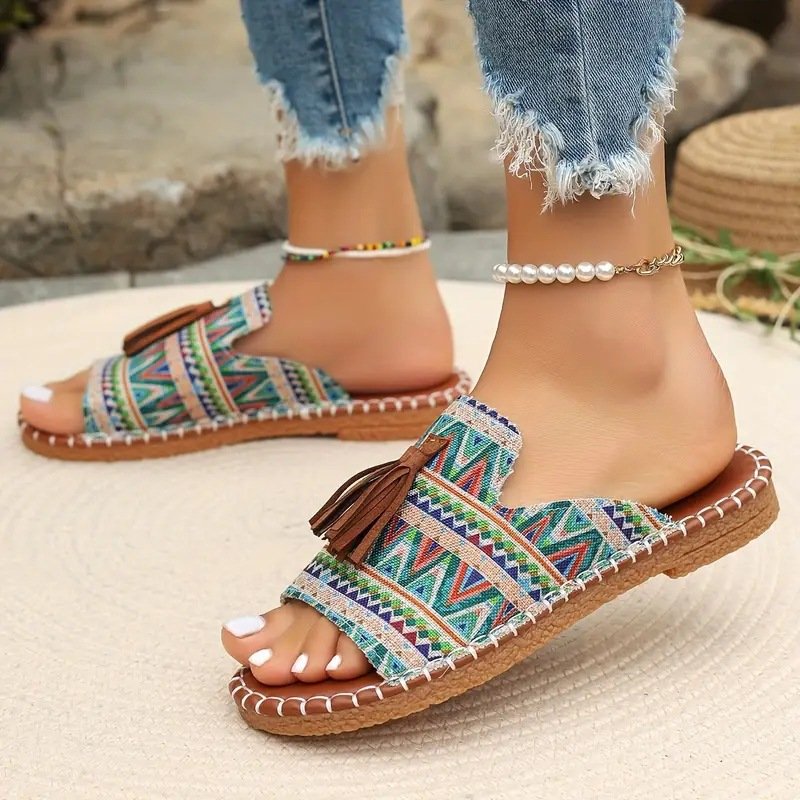 Retro Geometrisch Slip On Flach Rutschfest