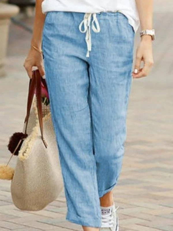 Damen Unifarben Lang Hose Retro Frühling/Herbst Hose